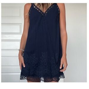 Navy Blue Spaghetti Strap Sundress, Size Small
